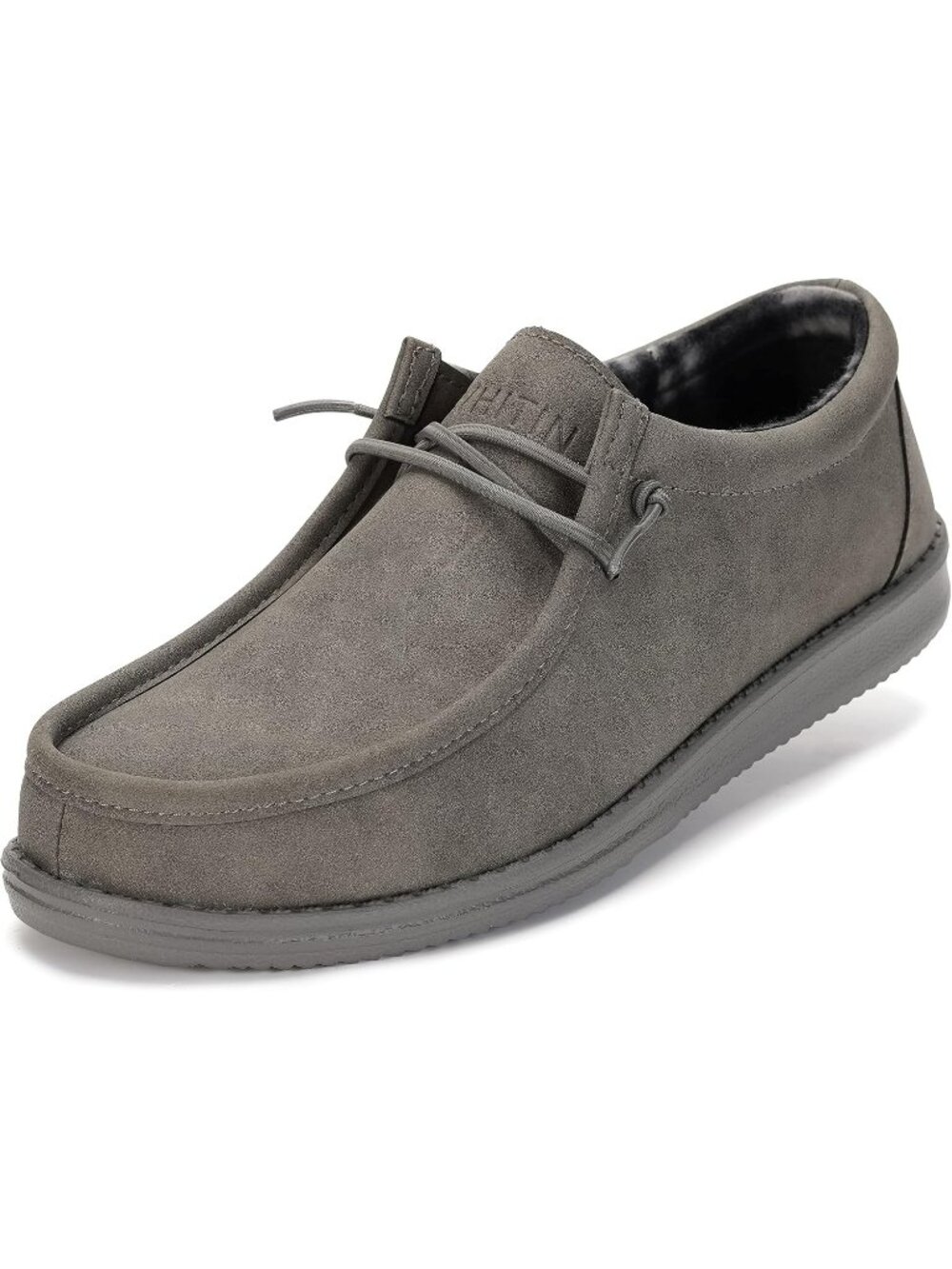 Whitin Men's Dark Grey Moc Toe Breezy Stretch Knit Slip On Moccasin Loafers